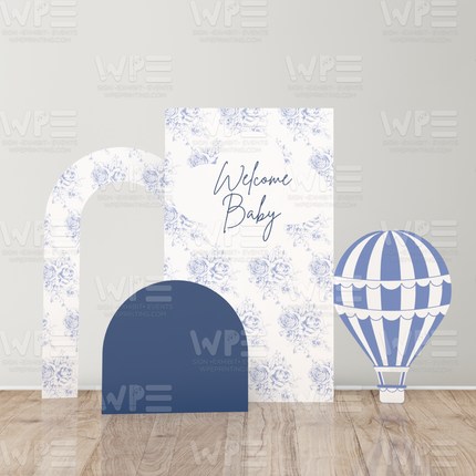 Welcome Baby Hot Air Balloon Backdrop Set